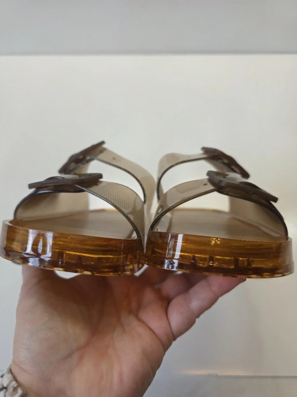 Cushionaire Amber Jelly Double Buckle Slide Sandals Size 8 - New